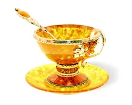 Чайный набор из янтаря "Виноград" с ложкой