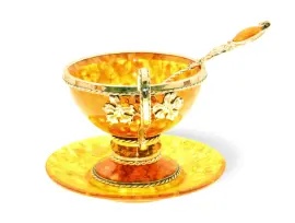 Чайный набор из янтаря "Виноград" с ложкой