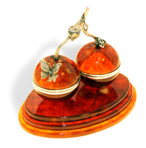 Souvenir box made of amber "Cherries"