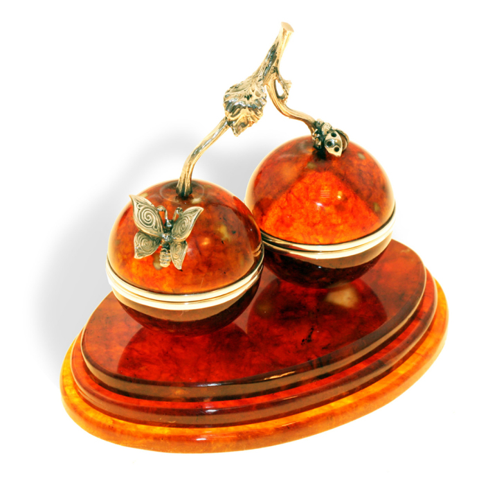 Souvenir box made of amber "Cherries"