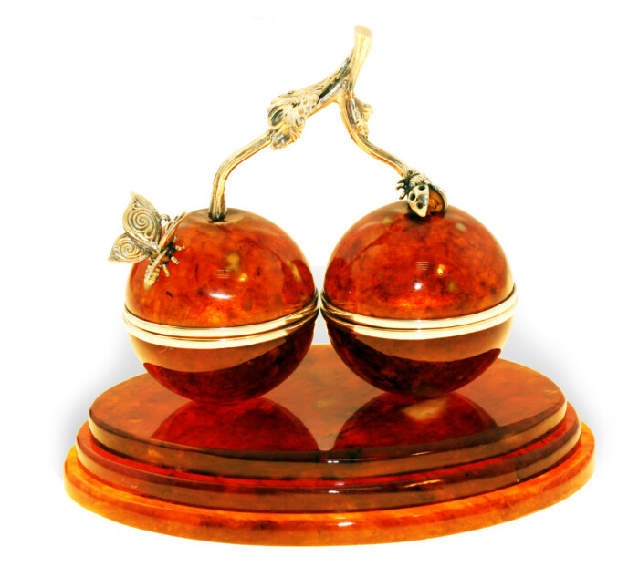 Souvenir box made of amber "Cherries"