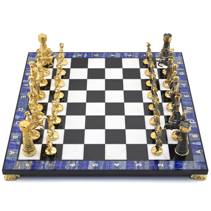 Gift chess made of lapis lazuli "Roman"
