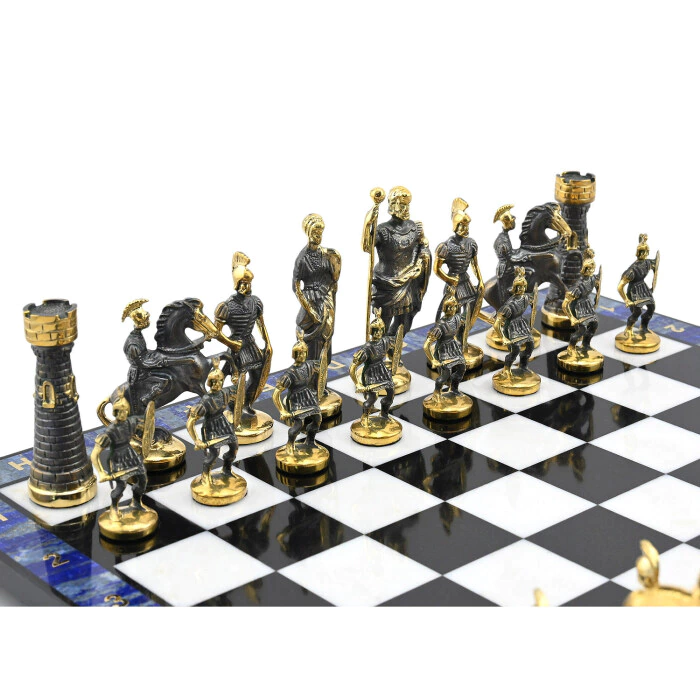 Gift chess made of lapis lazuli "Roman"