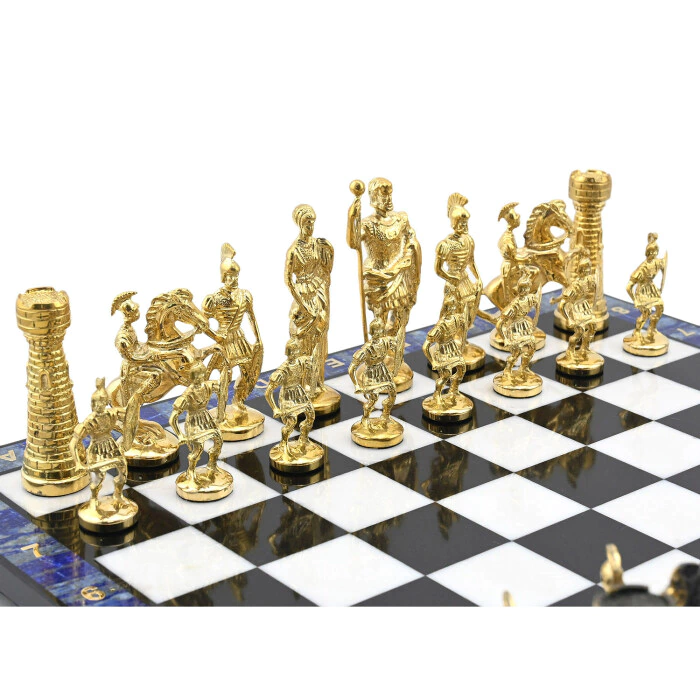 Gift chess made of lapis lazuli "Roman"