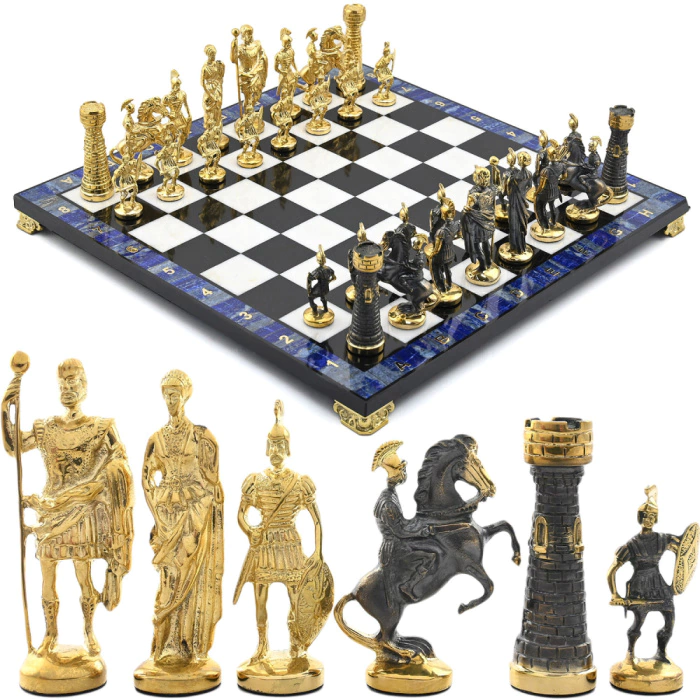 Gift chess made of lapis lazuli "Roman"