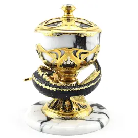 Элитная икорница из мрамора "Большой осетр" Златоуст, белая Элитная икорница из мрамора "Большой осетр" Златоуст, белая