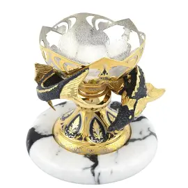 Элитная икорница из мрамора "Большой осетр" Златоуст, белая Элитная икорница из мрамора "Большой осетр" Златоуст, белая