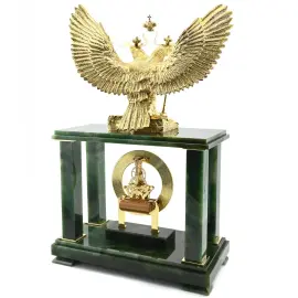 Каминные часы из нефрита "Двуглавый Орел"