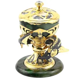 Элитная икорница из нефрита "Большой осетр" Златоуст Элитная икорница из нефрита "Большой осетр" Златоуст