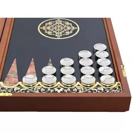 Нарды настольные из яшмы с гравюрой