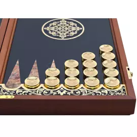 Нарды настольные из яшмы с гравюрой