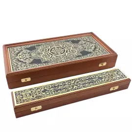 Нарды настольные из яшмы с гравюрой