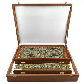 Нарды настольные из яшмы с гравюрой