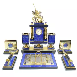 Настольный набор из лазурита "Георгий Победоносец"