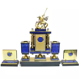 Настольный набор из лазурита "Георгий Победоносец"