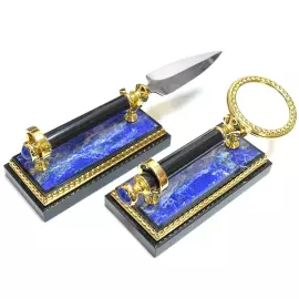 Настольный набор из лазурита "Георгий Победоносец"