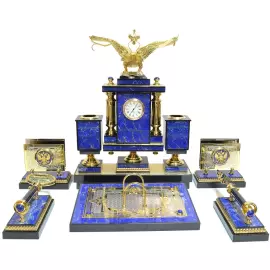 Настольный набор из лазурита "Двуглавый орел"