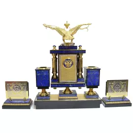 Настольный набор из лазурита "Двуглавый орел"