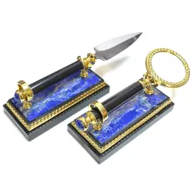 Настольный набор из лазурита "Двуглавый орел"