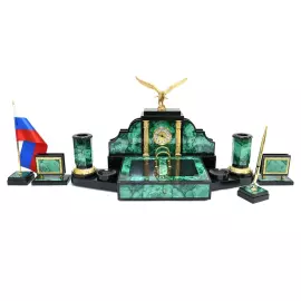 Настольный набор из малахита "Орел"