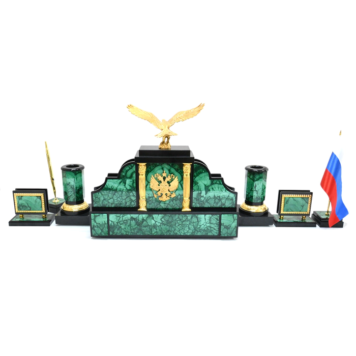 Настольный набор из малахита "Орел"
