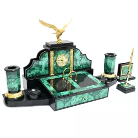 Настольный набор из малахита "Орел"