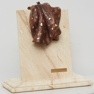 Bronze sculpture "Farciminis in Marmore " sausage on marble