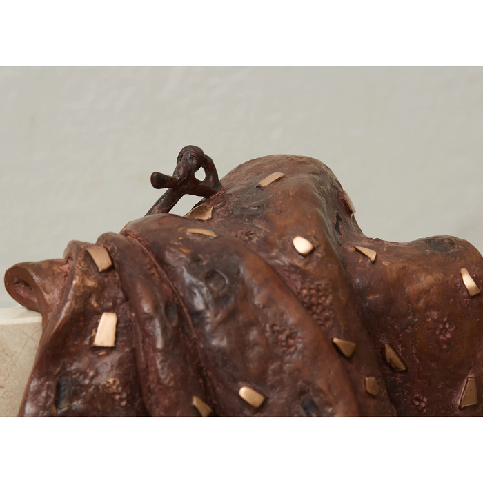 Bronze sculpture "Farciminis in Marmore " sausage on marble