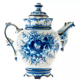 Чайник "Зимние гулянья" кобальт в золоте