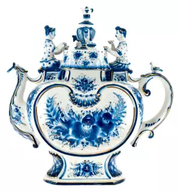 Чайник доливной "Вечерний чай" кобальт в золоте