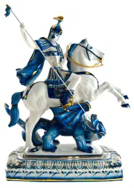 Скульптура "Георгий - Победоносец", кобальт в золоте Скульптура "Георгий - Победоносец", кобальт в золоте