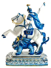 Скульптура "Георгий - Победоносец", кобальт в золоте Скульптура "Георгий - Победоносец", кобальт в золоте