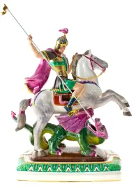 Скульптура "Георгий - Победоносец" с надглазурной росписью Скульптура "Георгий - Победоносец" с надглазурной росписью
