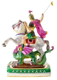 Скульптура "Георгий - Победоносец" с надглазурной росписью Скульптура "Георгий - Победоносец" с надглазурной росписью