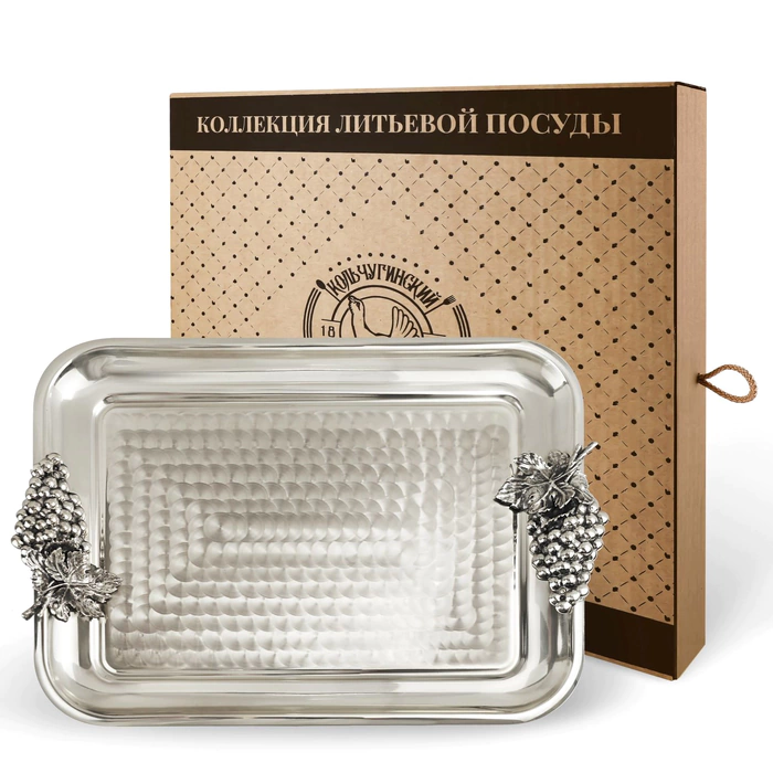 Silver-plated tray with overlays "Grapes" forged