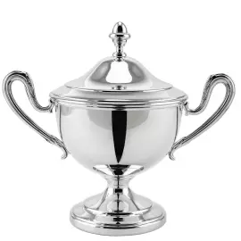Серебряная сахарница с круглым основанием с чернением