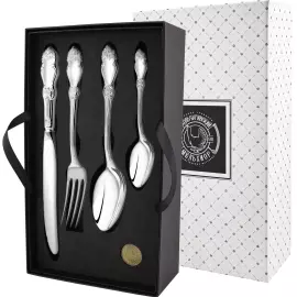 Silver-plated Silver Rose dining set: fork, spoon, knife, teaspoon