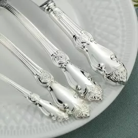 Silver-plated Silver Rose dining set: fork, spoon, knife, teaspoon