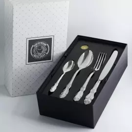 Silver-plated Silver Rose dining set: fork, spoon, knife, teaspoon