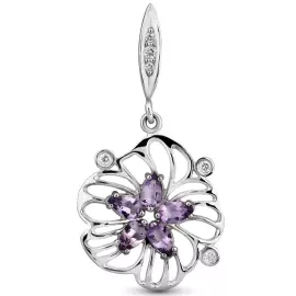 Подвеска "Самоцветы" из белого золота с аметистами и бриллиантами