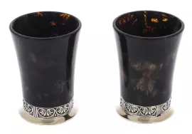 Набор стопок из черного янтаря и бронзы "Антик" на 2 персоны