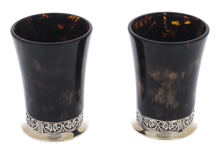 Set of Antique black amber and bronze stacks for 2 persons