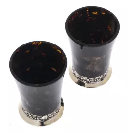 Набор стопок из черного янтаря и бронзы "Антик" на 2 персоны