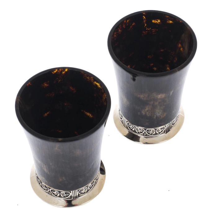Set of Antique black amber and bronze stacks for 2 persons