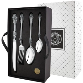 Silver-plated cutlery set "Festive" with blackening, 24 items