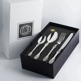 Silver-plated cutlery set "Festive" with blackening, 24 items