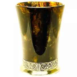 Стопка из черного янтаря и бронзы "Антик"