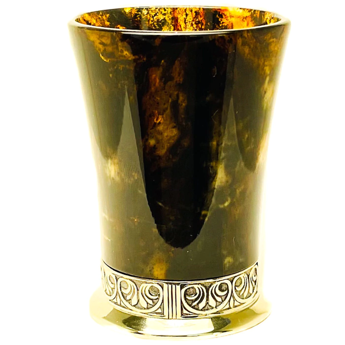 Antique black amber and bronze stack