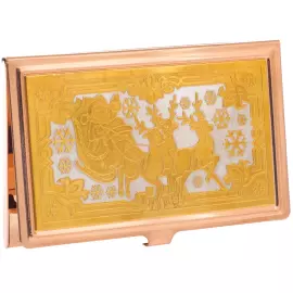 New Year's business card holder "Santa Claus in a sleigh" Zlatoust
