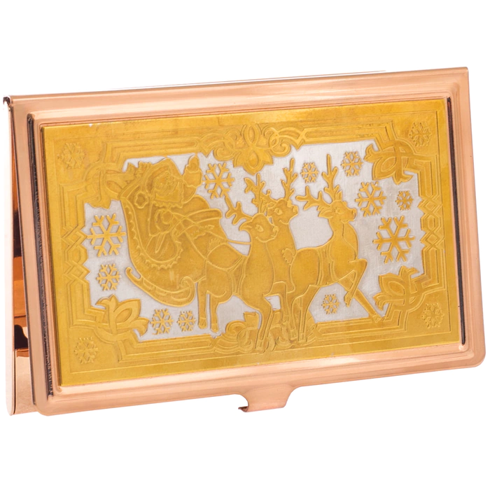 New Year's business card holder "Santa Claus in a sleigh" Zlatoust
